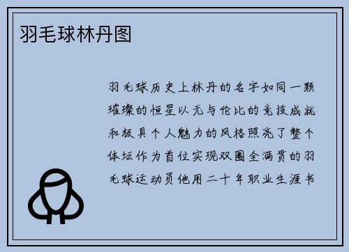 羽毛球林丹图